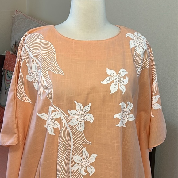 Hans Jütte Hawaiian Dress Floral Orange white Kaftan Womens One Size fits most - Picture 3 of 14